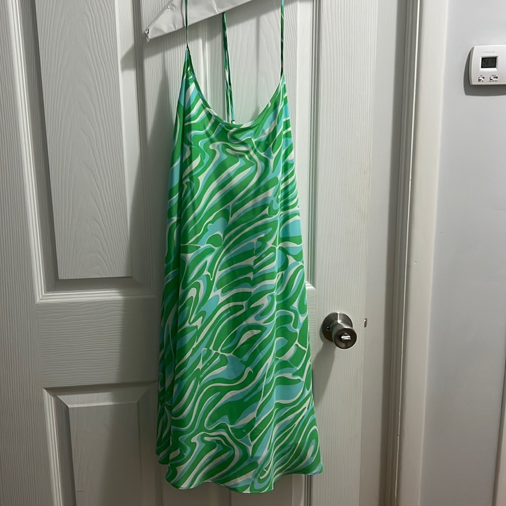 Lilly Pulitzer Kelly Green, Aqua & White Shift Dress